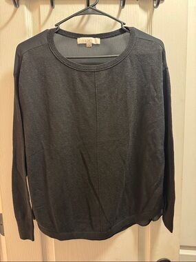 LOFT Black Crewneck Lightweight Pullover Sweater